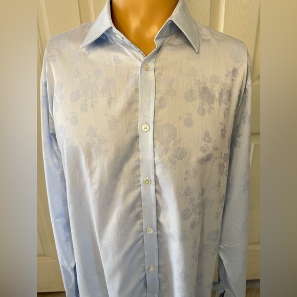 Ted Baker London Archive Men’s Shirt Sz 17 Button Front Blue Floral Long Sleeve - Picture 4 of 12